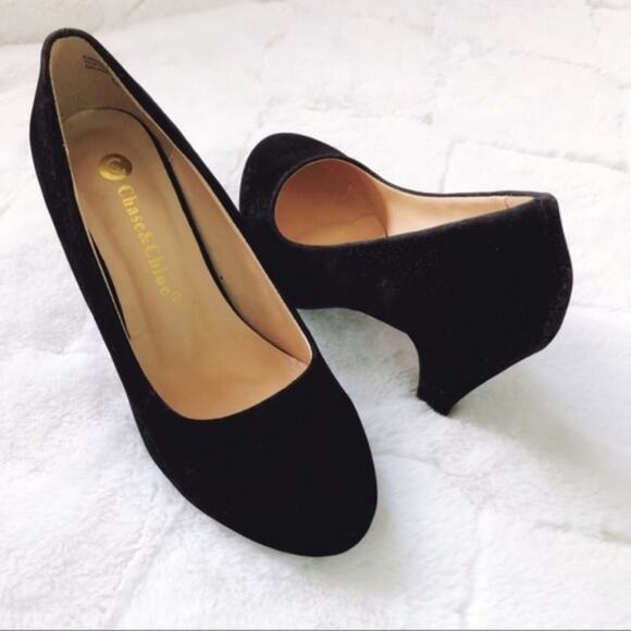 Chase + Chloe Black Velvet Heels - Picture 3 of 6